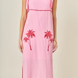 Aria Tropical Embroidered Midi Dress