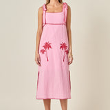 Aria Tropical Embroidered Midi Dress