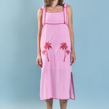 Aria Tropical Embroidered Midi Dress