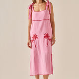 The Aria Tropical Embroidered Midi Dress