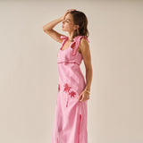 The Aria Tropical Embroidered Midi Dress