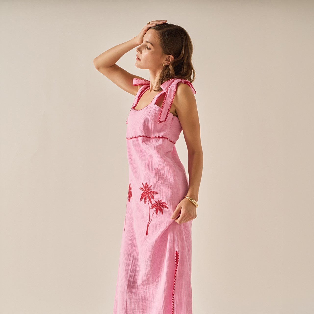 The Aria Tropical Embroidered Midi Dress