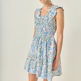 Print Ruffle Midi Dress