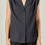 Pleated Shoulder Sleeveless Shirt