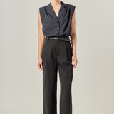 Pleated Shoulder Sleeveless Shirt