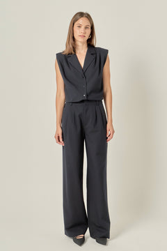 Pleated Shoulder Sleeveless Shirt
