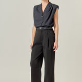 Pleated Shoulder Sleeveless Shirt
