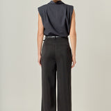 Pleated Shoulder Sleeveless Shirt