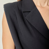 Pleated Shoulder Sleeveless Shirt