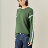 Stitch Detailed Crew Neck Knit