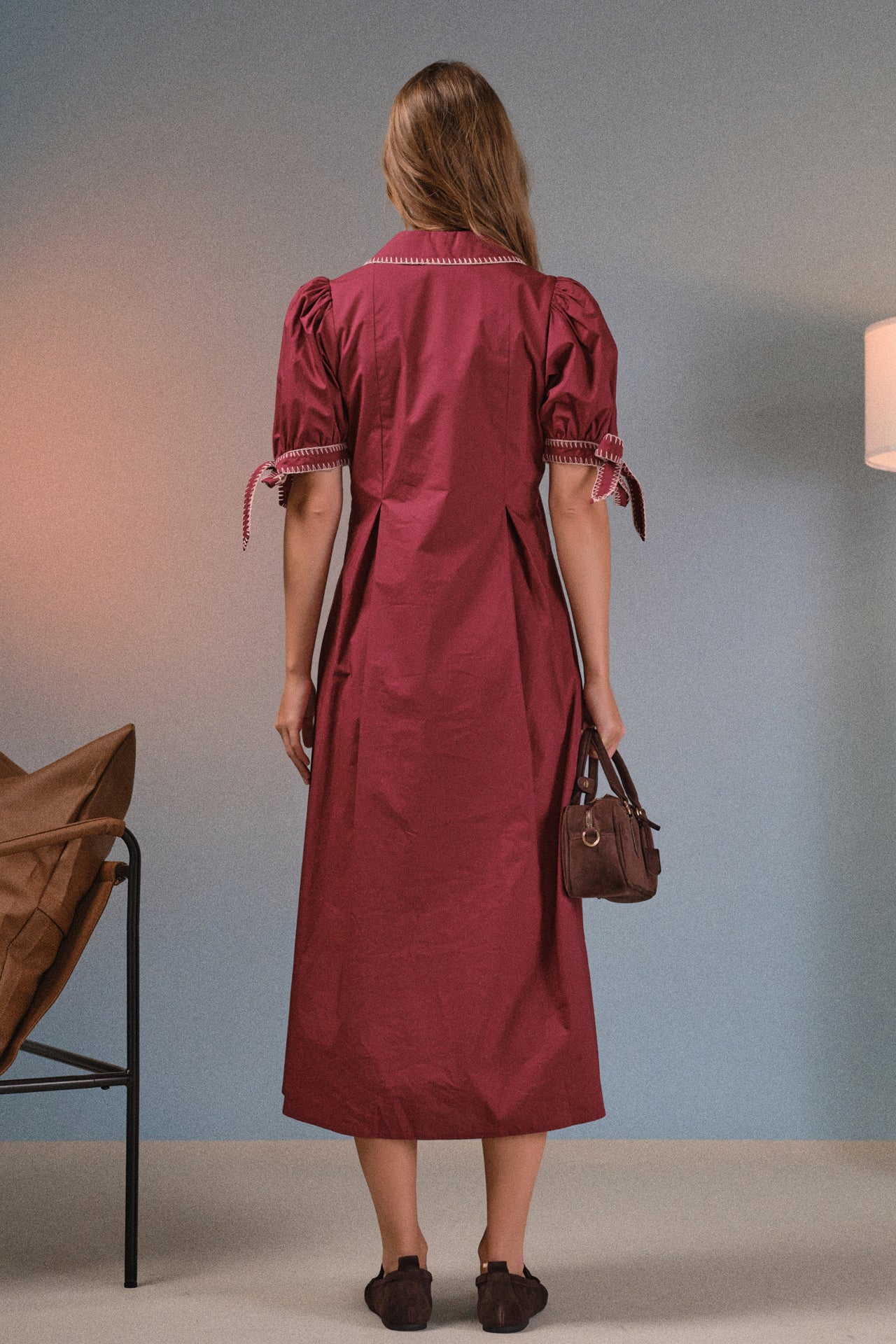 Stitch Detailed Midi Dress – English Factory