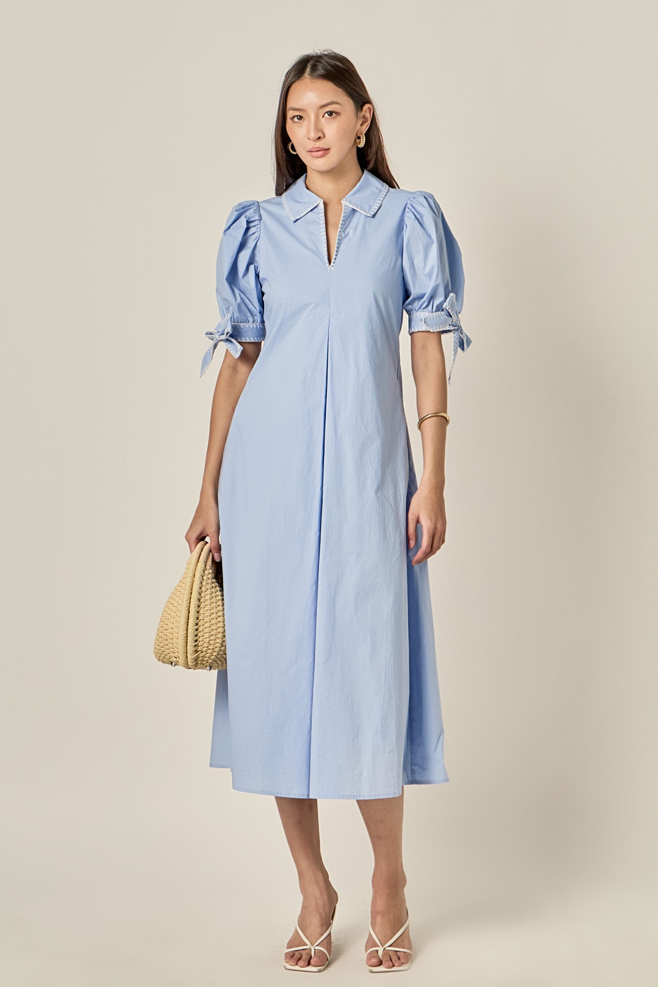 Stitch Detailed Midi Dress – English Factory