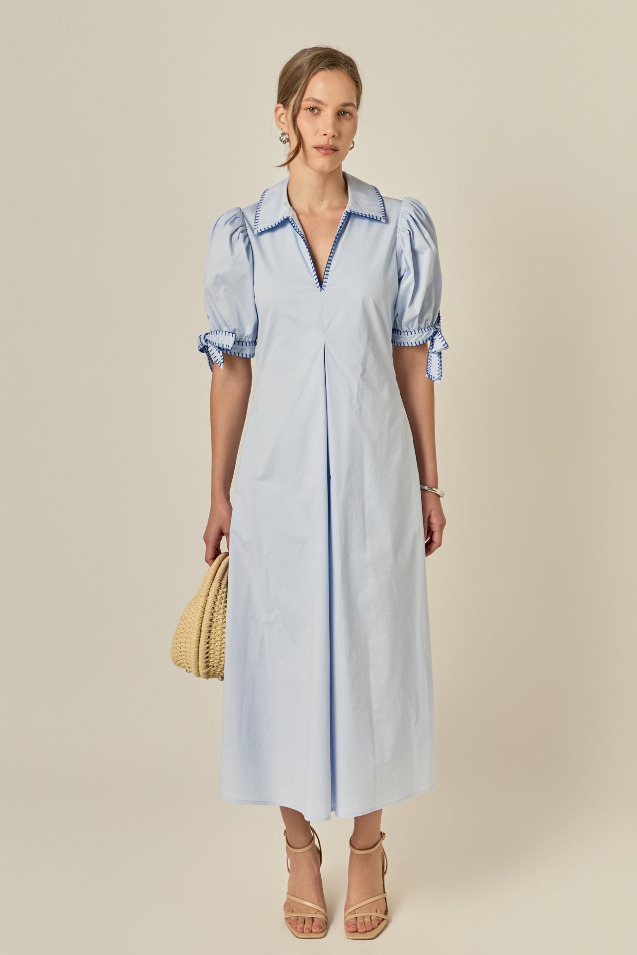Stitch Detailed Midi Dress – English Factory