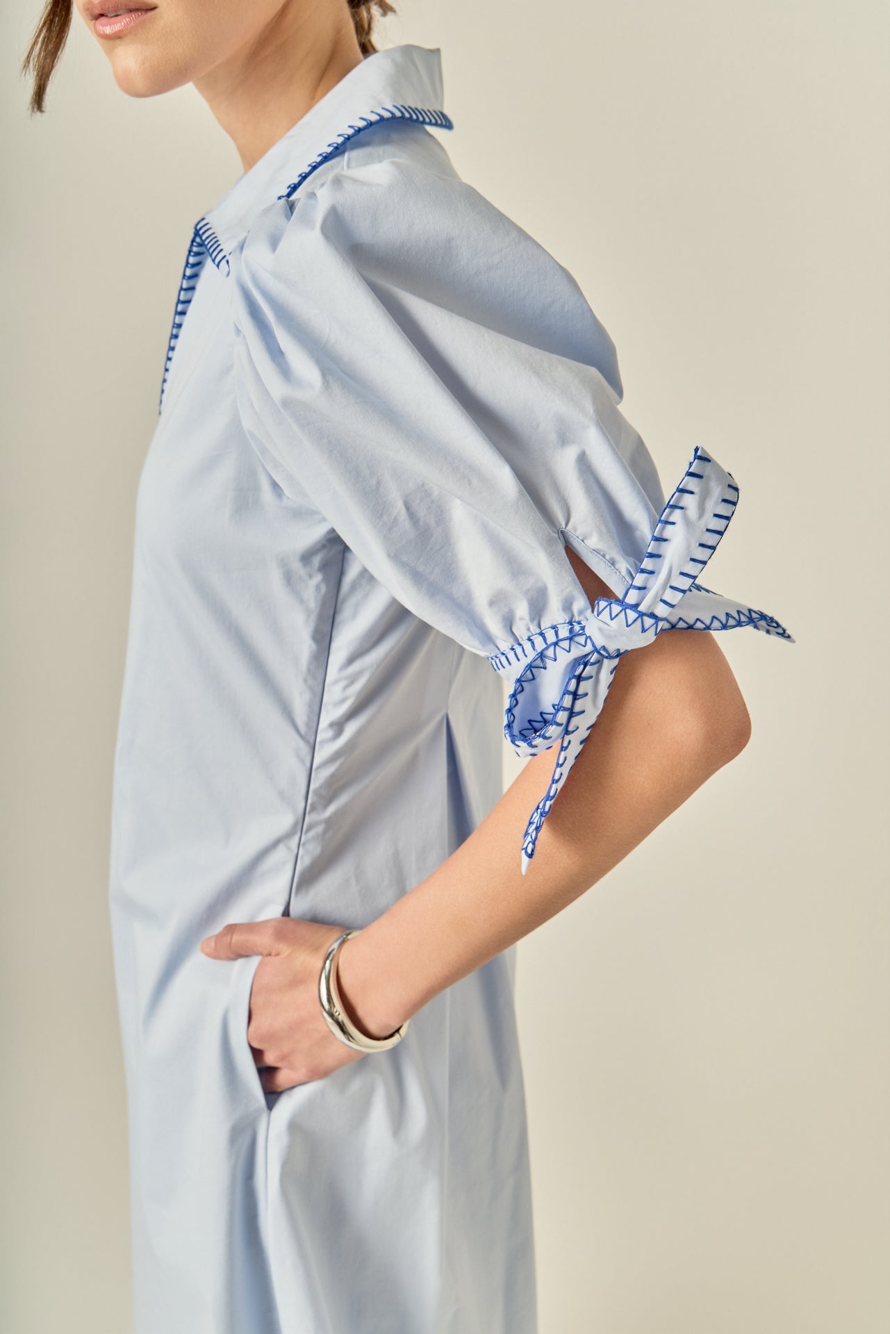 Stitch Detailed Midi Dress – English Factory