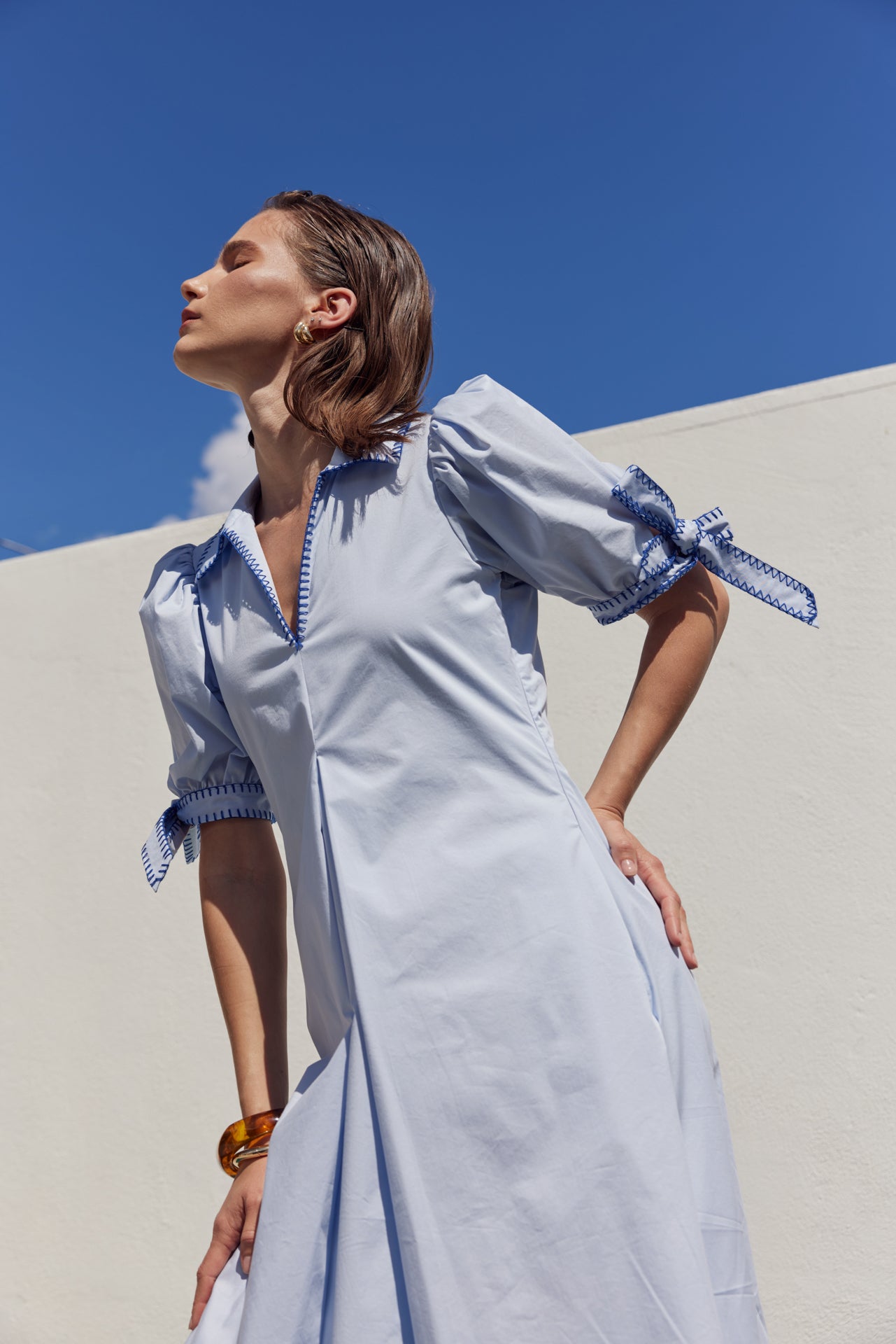 Stitch Detailed Midi Dress – English Factory