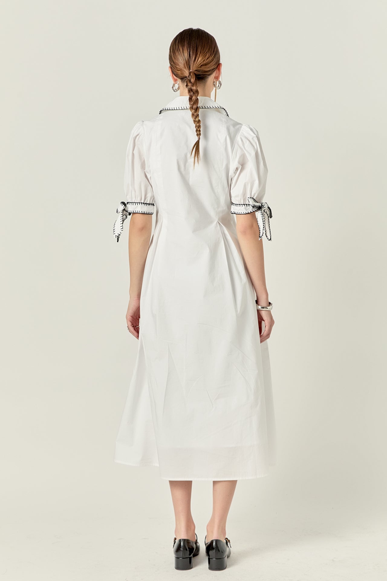English Factory - Stitch Detailed Midi Dress BROWN / S English Factory - Stitch Detailed Midi Dress BROWN / S