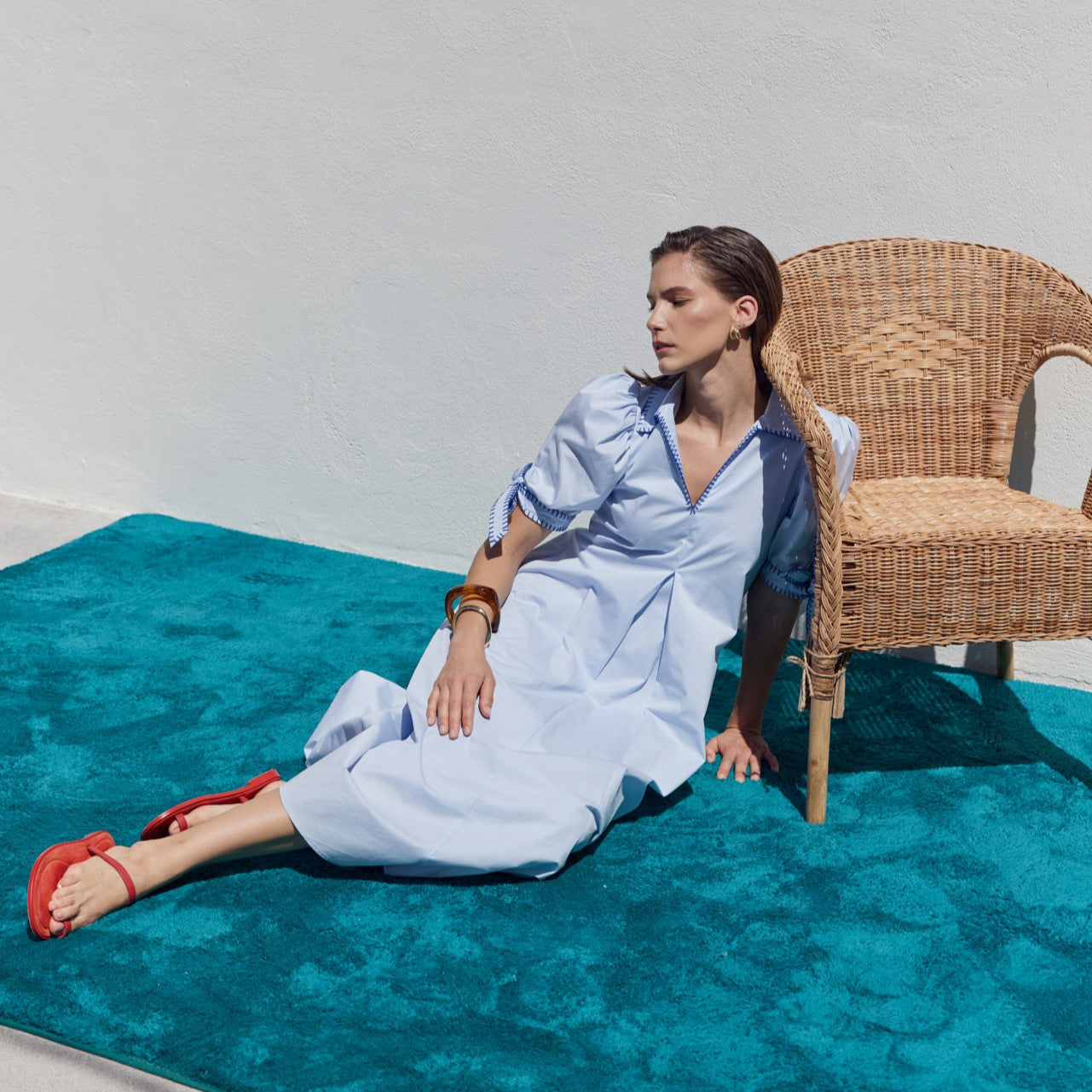 Stitch Detailed Midi Dress