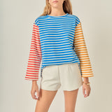 Striped Color Block Long Sleeve Tee