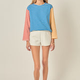 Striped Color Block Long Sleeve Tee