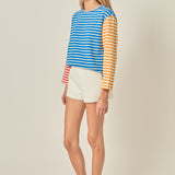 Striped Color Block Long Sleeve Tee