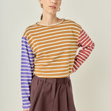 Striped Color Block Long Sleeve Tee
