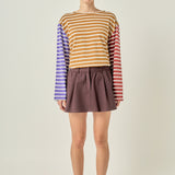 Striped Color Block Long Sleeve Tee
