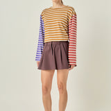 Striped Color Block Long Sleeve Tee