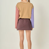 Striped Color Block Long Sleeve Tee