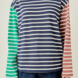 Striped Color Block Long Sleeve Tee