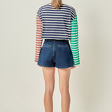 Striped Color Block Long Sleeve Tee