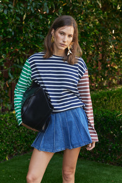 Striped Color Block Long Sleeve Tee