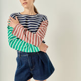 Striped Color Block Long Sleeve Tee