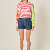 Striped Color Block Long Sleeve Tee