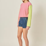 Striped Color Block Long Sleeve Tee