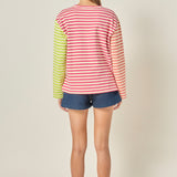 Striped Color Block Long Sleeve Tee