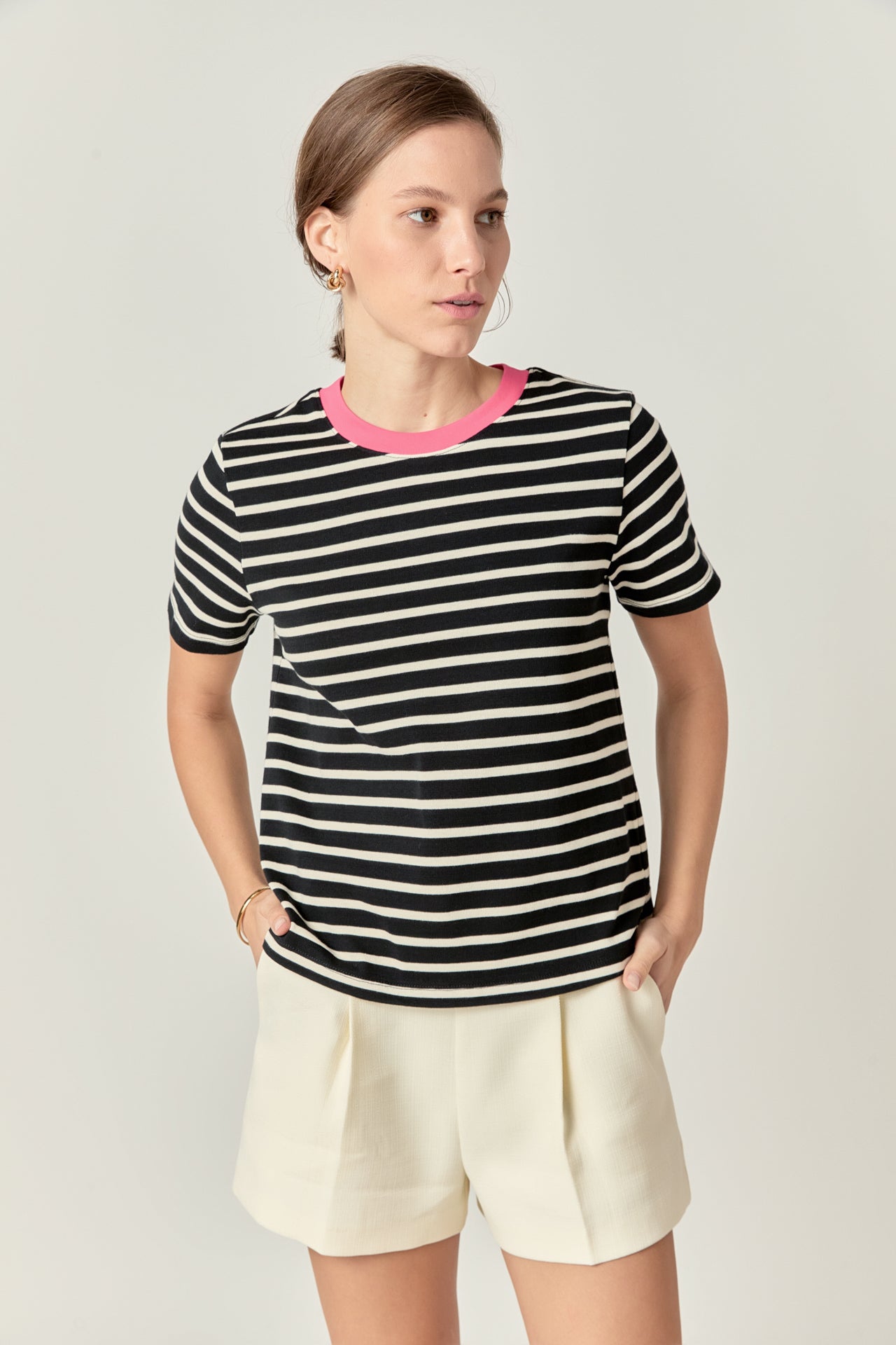 Contrast Rib Stripe T-shirt