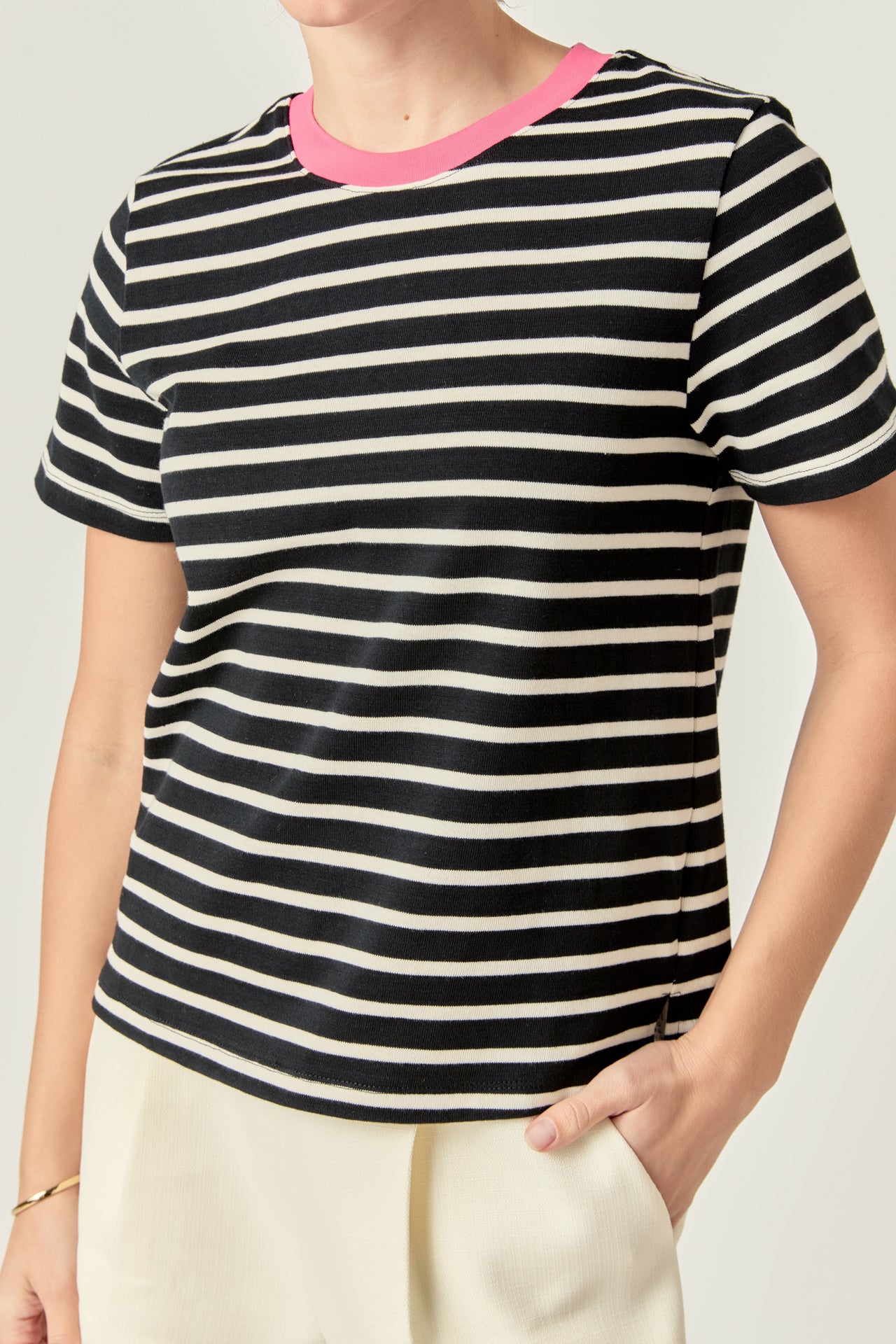 Contrast Rib Stripe T-shirt