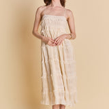 Smocked Sleeveless Midi Dress