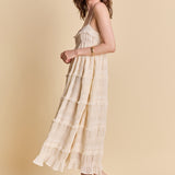 Smocked Sleeveless Midi Dress