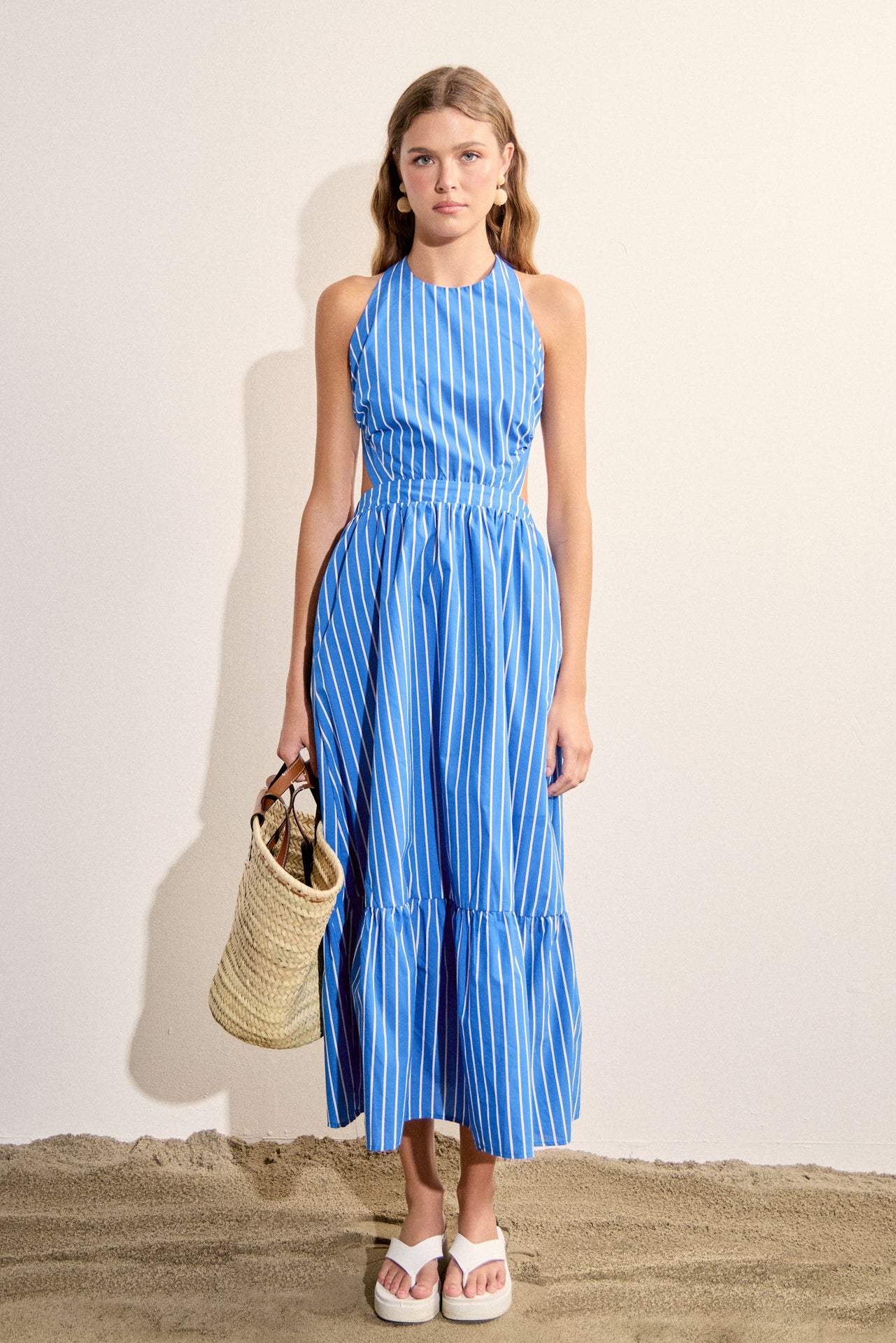 Seersucker Stripe Midi Dress English Factory Seersucker Stripe Midi Dress English Factory