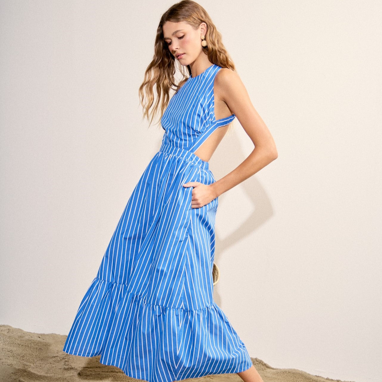 Clara Pleated A-line Knit Stripe Mini Dress – English Factory