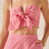 Gingham Twist Crop Top