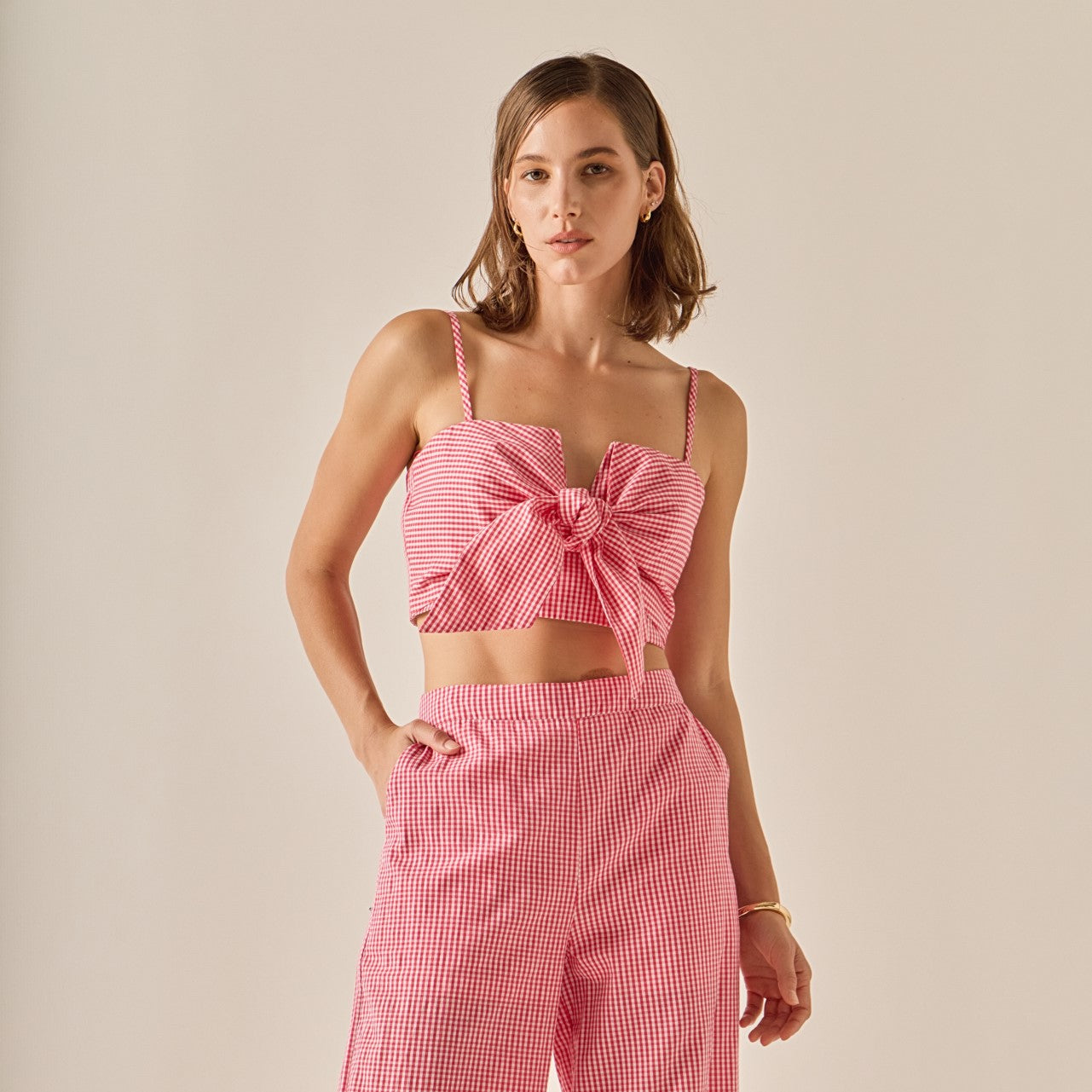 Gingham Twist Crop Top
