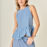 Peplum Sleeve Striped Top