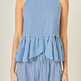 Peplum Sleeve Striped Top