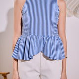 Peplum Sleeve Striped Top