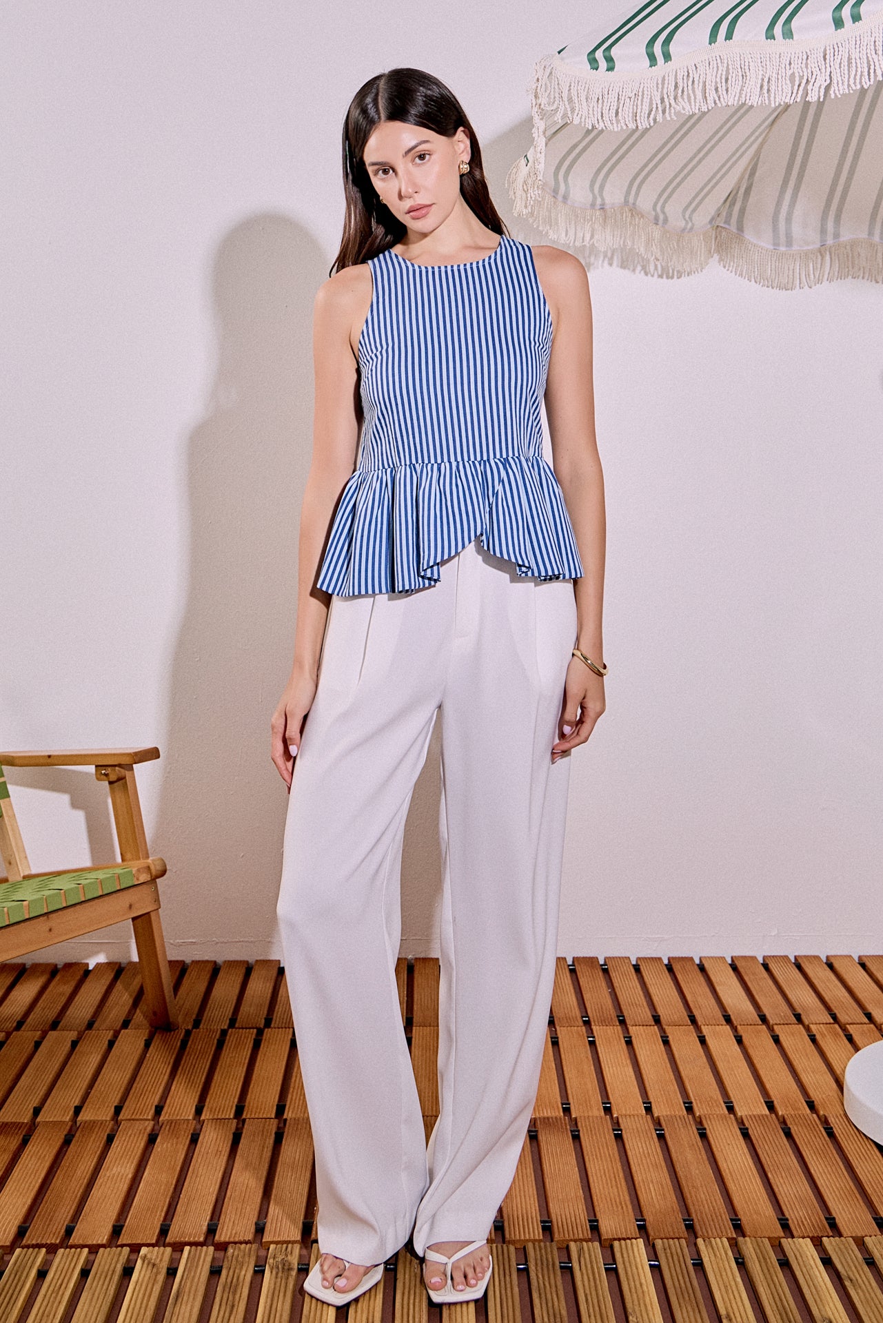 Peplum Sleeve Striped Top – English Factory