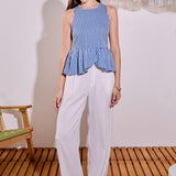 Peplum Sleeve Striped Top