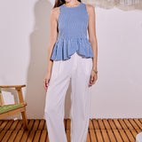 Peplum Sleeve Striped Top