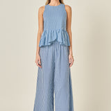 Peplum Sleeve Striped Top